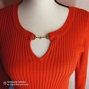 INC CONCEPTS orange embellished gold hook cut out